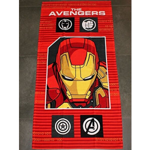 Serviette plage Iron man - Avengers - rouge coton 75x150 cm