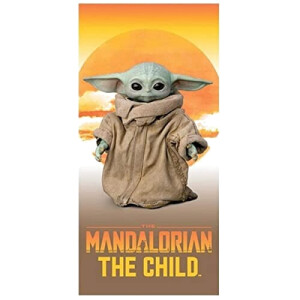 Serviette plage Le Mandalorian, The child - Star Wars - orange 28x58 cm