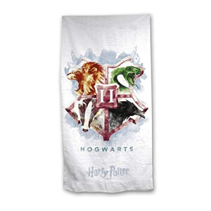 Serviette plage Harry Potter blanc coton 70x140 cm