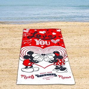 Serviette plage Mickey rouge 140x70 cm