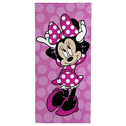 Serviette plage Minnie rose - mouse coton 71x147 cm