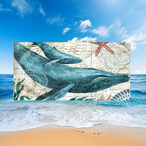 Serviette plage Baleine bleue 150x180 cm