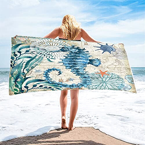 Serviette plage Hippocampe 75x150 cm