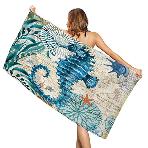 Serviette plage Hippocampe 70x35 cm