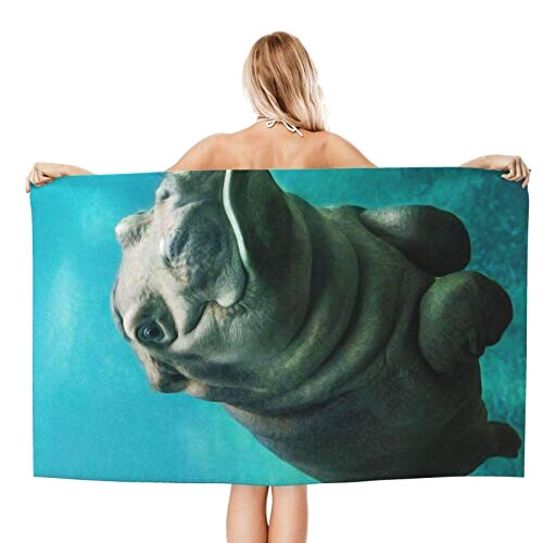 Serviette plage Hippopotame 80x130 cm variant 7 