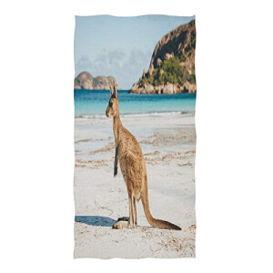 Serviette plage Kangourou multicolore 76x38 cm