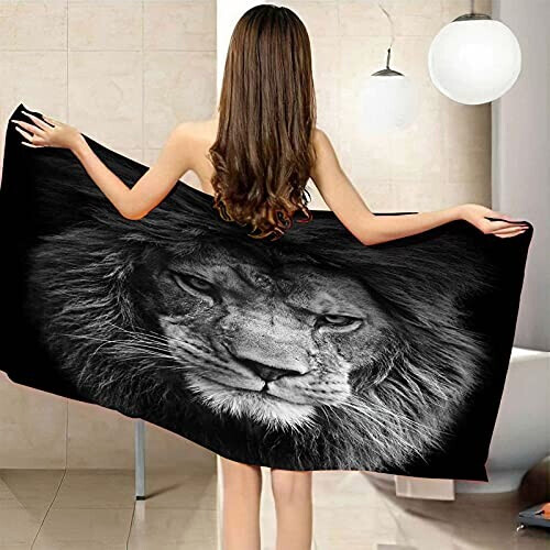 Serviette plage Lion 80x160 cm