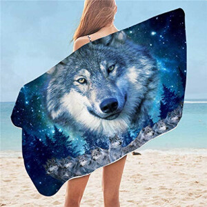 Serviette plage Loup wolf 75x150 cm