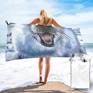 Serviette plage Phoque papier peint harpe 160x80 cm
