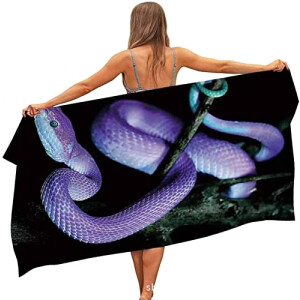 Serviette plage Serpent violet coton 70x150 cm