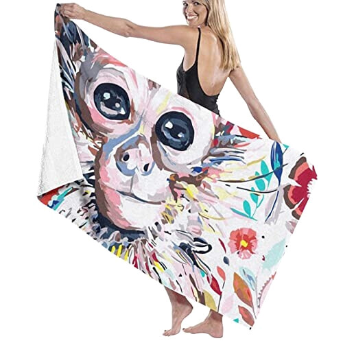 Serviette plage Singe blanc 81x132 cm