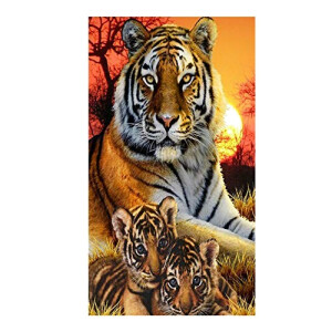 Serviette plage Tigre multicolore 70x150 cm