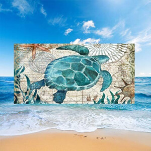 Serviette plage Tortue bleu 150x180 cm