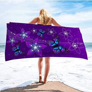 Serviette plage Papillon violet 80x180 cm