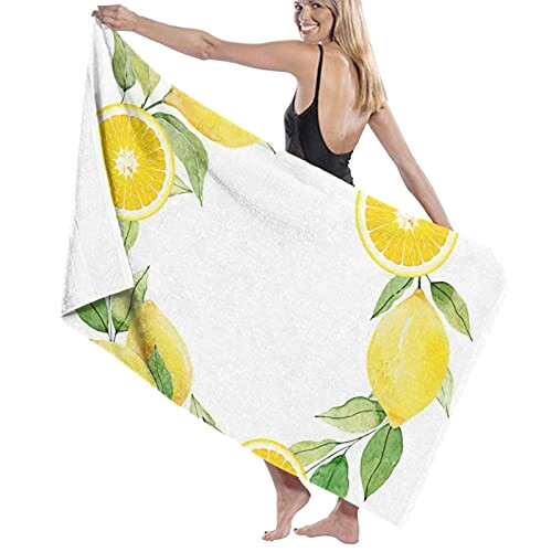 Serviette plage Citron blanc 81x132 cm