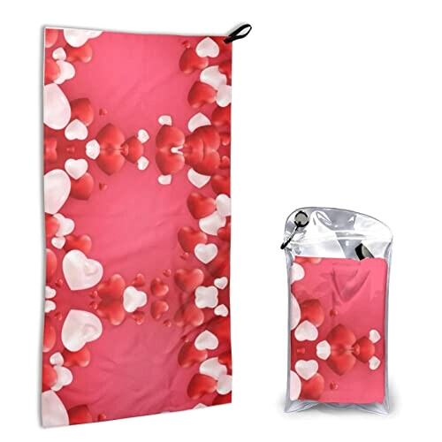 Serviette plage Coeur cœurs rouges 40.6x80.9 cm