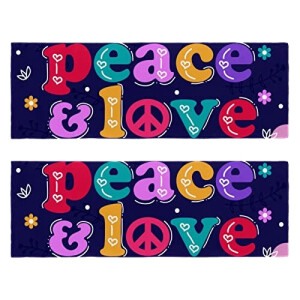 Serviette plage Peace and love multicolore 29.5x81.5 cm