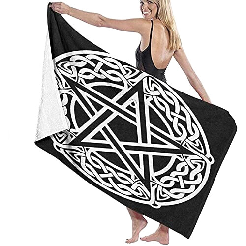 Serviette plage Celtique noeud pentagramme Étoile noire 80x130 cm