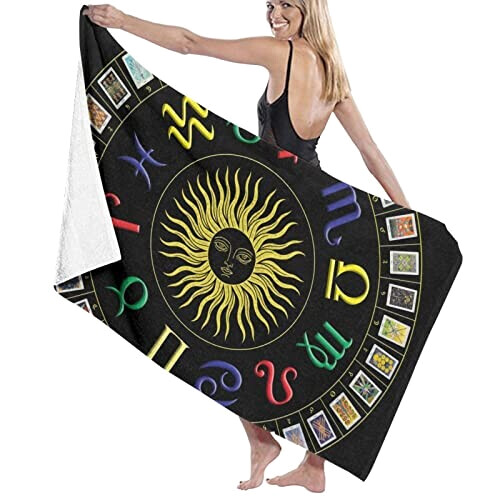 Serviette plage Astrologie blanc 81x132 cm