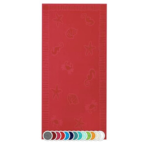 Serviette plage rouge coton 100x200 cm