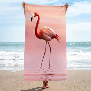 Serviette plage rose flamant 80x160 cm