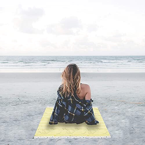 Serviette plage jaune 100x180 cm variant 4 