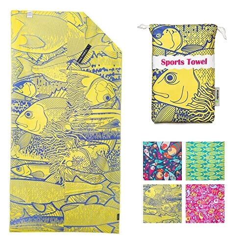 Serviette plage jaune 90x200 cm