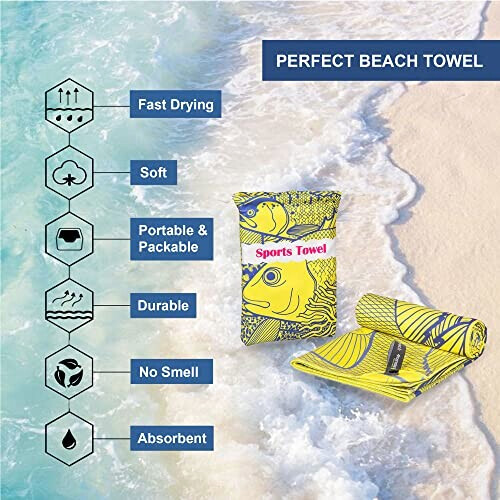 Serviette plage jaune 90x200 cm variant 0 