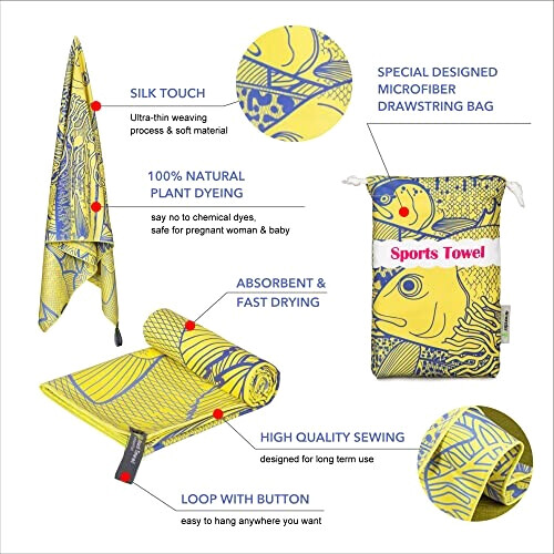 Serviette plage jaune 90x200 cm variant 1 