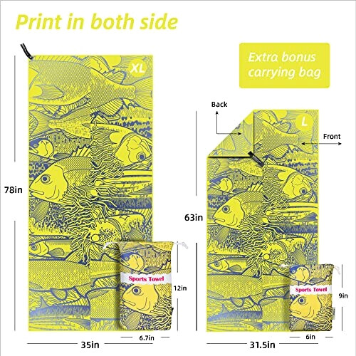 Serviette plage jaune 90x200 cm variant 2 