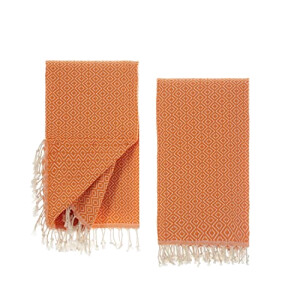 Serviette plage orange coton 100x180 cm