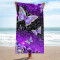 Serviette plage violet multicolore coton 100x200 cm - miniature