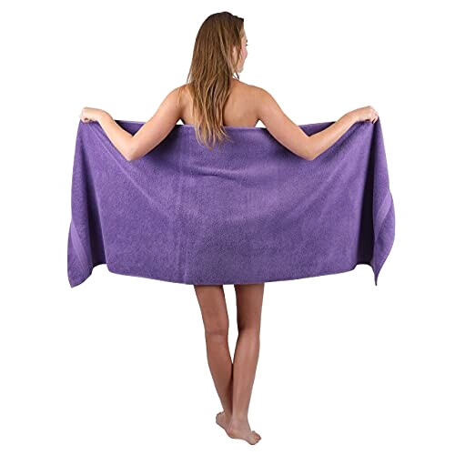 Serviette plage violet coton 70x200 cm
