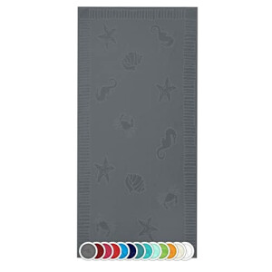 Serviette plage gris coton 100x200 cm