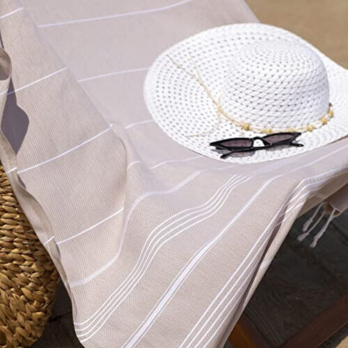 Serviette plage beige 100x180 cm variant 2 