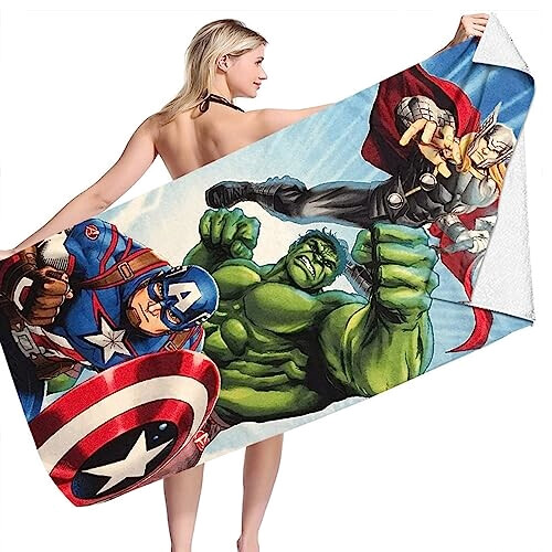 Serviette plage Avengers coton 75x150 cm